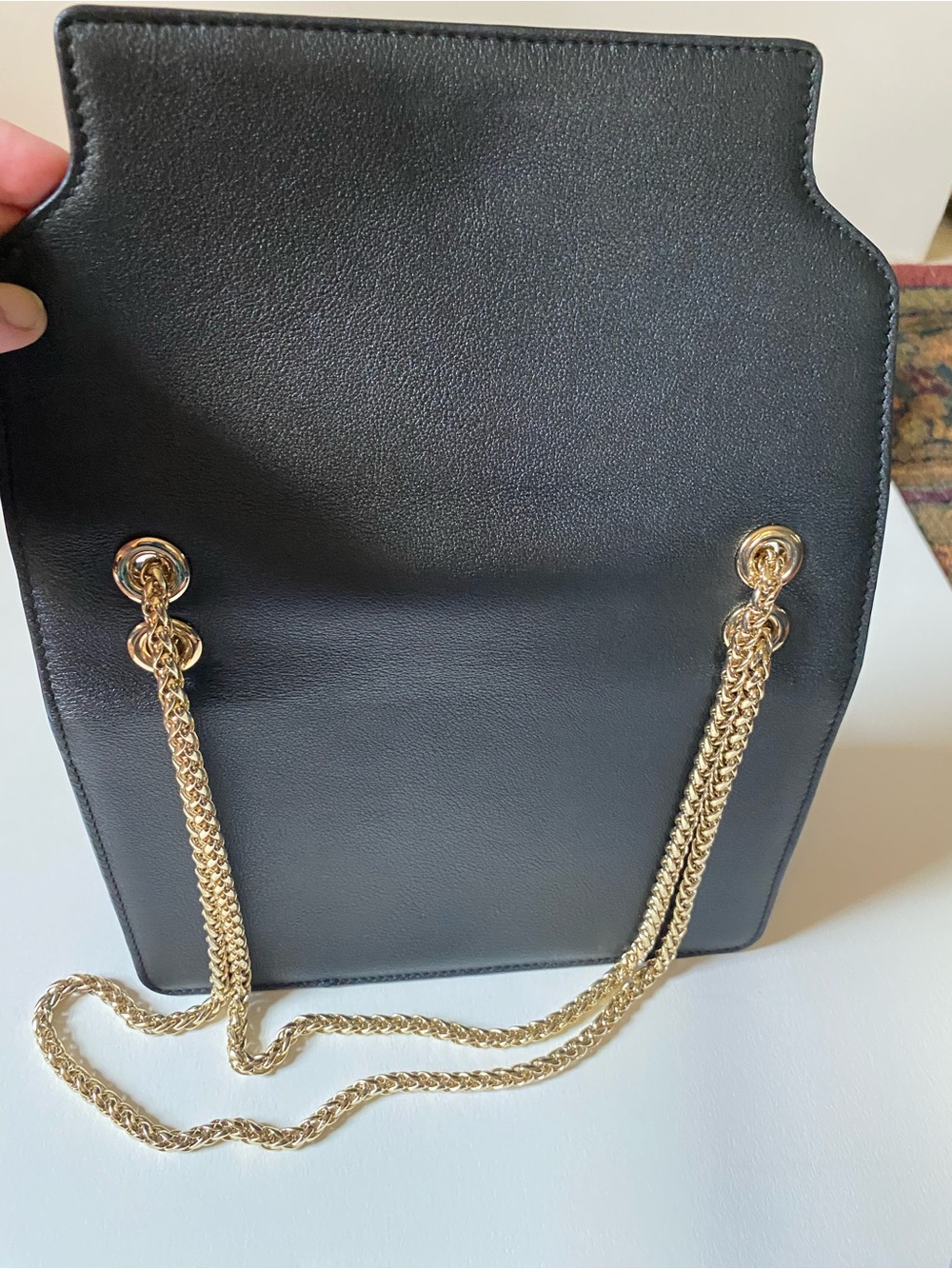 Strathberry East/West Black Leather Gold Chain Shoulder Bag + Box - Picture 6 of 16